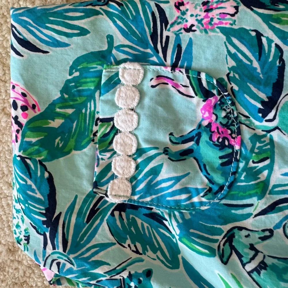 Lilly Pulitzer Aqua Botanical Cat/Dog Print Top and Bloomers Set